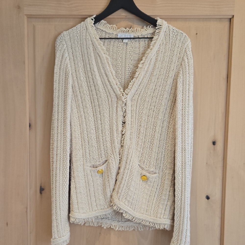 J. Crew Cream Cable-Knit Cardigan Sweater